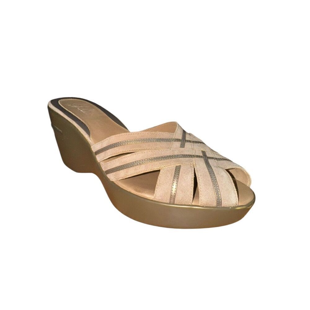 Cole Haan tan/ taupe Peep Toe Platform Sandal Women's Sz 10 Great Condition